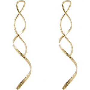 Gemshine - Damen - Ohrringe - Vergoldet - Gehämmert - SCHLEIFE - 5 cm