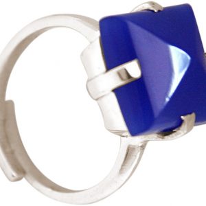 Gemshine - Damen - Ring - 925 Silber - Chalcedon - Blau - 12mm - Größenverstellbar