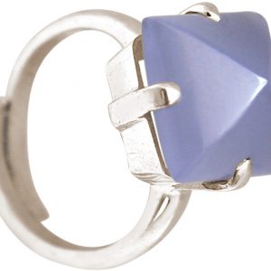 Gemshine - Damen - Ring - 925 Silber - Chalcedon - Lavendel Lila - 12mm - Größenverstellbar