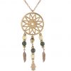 Gemshine - Halskette - Traumfänger - Vergoldet - Feder - Fatima - Hamsa - 75 cm