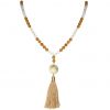 Gemshine - Mala Halskette - Anhänger - Vergoldet - Edelstein - Lachs - Beige - 80 cm