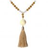 Gemshine - Mala Halskette - Anhänger - Vergoldet - Edelstein - Lachs - Beige - 80 cm – Bild 3