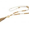 Gemshine - Mala Halskette - Anhänger - Vergoldet - Edelstein - Lachs - Beige - 80 cm – Bild 4