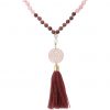 Gemshine - Mala Halskette - Anhänger - Vergoldet - Edelstein - Rose - Beige - 80 cm – Bild 3