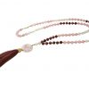 Gemshine - Mala Halskette - Anhänger - Vergoldet - Edelstein - Rose - Beige - 80 cm – Bild 4
