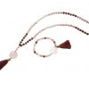 Gemshine - Mala Halskette - Anhänger - Vergoldet - Edelstein - Rose - Beige - 80 cm – Bild 5