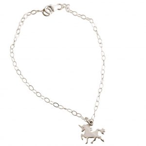 GEMSHINE Armband mit Einhorn. Armkette aus 925 Silber mit einer Länge von 18 cm. Massiv 925 Silber, vergoldet, rosé vergoldet. Made in Spanien. Geschenketui, Metall Farbe:Silber