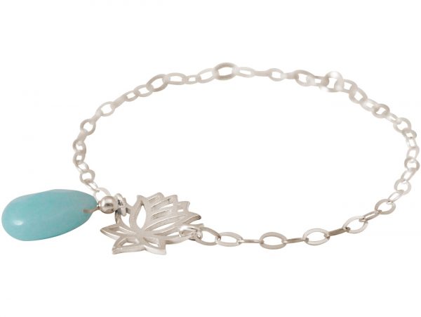 GEMSHINE Damenarmband aus 925 Silber mit YOGA Lotusblume und Türkis Tropfen. Edelstein hervorragender Qualität und Farbe. Made in Madrid / Spanien. Im eleganten Schmucketui mit Geschenkverpackung – Bild 4