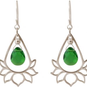 GEMSHINE Damenohrringe aus 925 Silber mit YOGA Lotusblumen und Turmalin Quarzen. Edelsteine hervorragender Qualität und Farbe. Made in Madrid / Spanien. Im eleganten Schmucketui und Geschenkverpackung