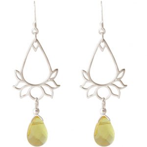GEMSHINE Damenohrringe aus 925 Silber mit YOGA Mandala Lotusblumen und goldgelbe Citrinen hervorragender Qualität. Made in Madrid / Spanien. Im eleganten Schmucketui mit Geschenkverpackung geliefert.