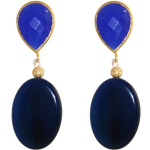 GEMSHINE Damenohrringe mit Lapis Lazuli und Achat Edelsteinen. Ohrhänger aus 925 Silber hochwertig vergoldet. Made in München / Deutschland. Im eleganten Schmucketui geliefert.
