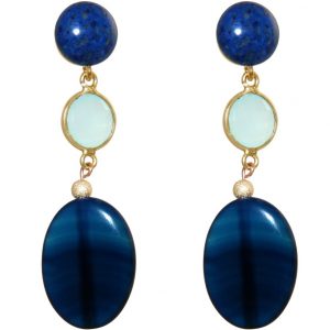 GEMSHINE Damenohrringe mit Lapis Lazuli, Chalcedon und Achat Edelsteinen. Ohrhänger aus 925 Silber oder hochwertig vergoldet. Made in München / Deutschland. Im eleganten Schmucketui geliefert.