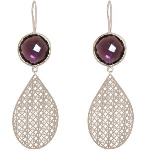 GEMSHINE Damenohrringe mit Mandalas und Amethysten hervorragender Qualität. Ohrhänger. Made in Madrid / Spanien. Im eleganten Geschenketui., Metall Farbe:Silber