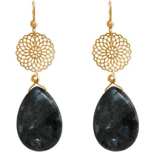 GEMSHINE Damenohrringe mit Mandalas und Labradoriten hervorragender Qualität. Ohrhänger. Made in Madrid / Spanien. Im eleganten Geschenketui., Metall Farbe:Silber vergoldet