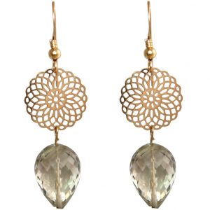 GEMSHINE Damenohrringe mit Mandalas und Rauchquarzen hervorragender Qualität. Made in Madrid / Spanien. Im eleganten Geschenketui., Metall Farbe:Silber vergoldet