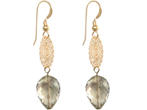 GEMSHINE Damenohrringe mit Mandalas und Rauchquarzen hervorragender Qualität. Made in Madrid / Spanien. Im eleganten Geschenketui., Metall Farbe:Silber vergoldet – Bild 4