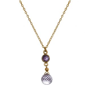 GEMSHINE Halskette mit Amethysten, violett und lila. Edelstein Tropfen Anhänger hochwertig vergoldet an 45 cm Kette. Made in München / Deutschland. Im edlen Etui geliefert. Auch als SET mit Ohrringen.
