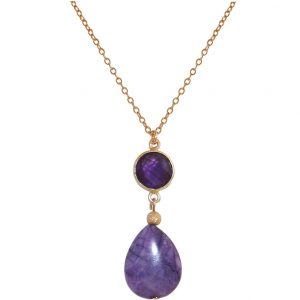 GEMSHINE Halskette mit Amethysten. Edelstein Anhänger aus Silber, vergoldet, rose vergoldet an 60 cm Kette. Made in München / Deutschland. Im edlen Schmucketui geliefert. Auch als Set mit Ohrringen.