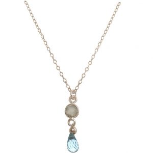 GEMSHINE Halskette mit Aquamarin und Onyx. Anhänger aus 925 Silber oder hochwertig vergoldet an 45 cm Kette. Made in München / Deutschland. Im edlen Schmucketui geliefert. Auch als SET mit Ohrringen.