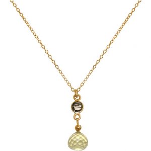 GEMSHINE Halskette mit Rauchquarz und Lemon Quarz. Edelstein Tropfen Anhänger hochwertig vergoldet an 45 cm Kette. Made in München / Deutschland. Im edlen Etui geliefert. Auch als SET mit Ohrringen.