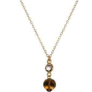 GEMSHINE Halskette mit Rauchquarz. Edelstein Tropfen Anhänger hochwertig vergoldet an 45 cm Kette. Made in München / Deutschland. Im edlen Etui geliefert. Auch als SET mit Ohrringen.