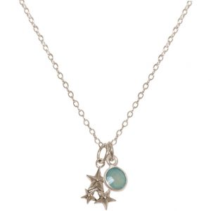 GEMSHINE Hochwertige Halskette mit Sternenkonstellation. Anhänger 925 Silber, vergoldet oder rose, Edelstein Auswahl. Made in Madrid / Spain., Metall Farbe:Silber, Stein:Chalcedon