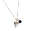 GEMSHINE Maritim Nautics Halskette mit Haifisch Zahn aus 925 Silber, hochwertig vergoldet oder rose im Navy Stil mit blauem Saphir - Made in Madrid, Spanien, Metall Farbe:Silber