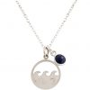 GEMSHINE Maritim Nautics Halskette mit Surf Wellen Meer aus 925 Silber, hochwertig vergoldet oder rose im Navy Stil mit blauem Saphir - Made in Madrid, Spanien, Metall Farbe:Silber