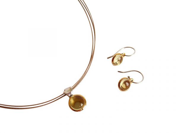 Gemshine - Damen - Ohrringe - 925 Silber - Vergoldet - Lemon Quarz - Gelb - 20mm – Bild 5