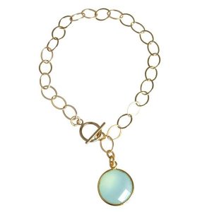 Gemshine - Damen - Armband - Vergoldet - Chalcedon - Grün - CANDY