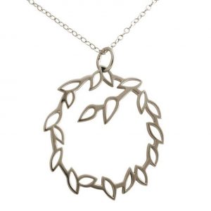 Gemshine - Damen - Halskette - Anhänger - GARLAND - 925 Silber - Lotus Blumen - LEAVES - 3,5 cm