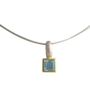 Gemshine - Damen - Halskette - 925 Silber - Vergoldet - Topas - Blau - 11mm
