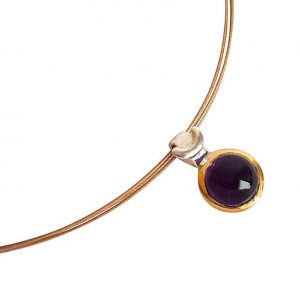 Gemshine - Damen - Halskette - 925 Silber - Vergoldet - Amethyst - Violett - 10mm