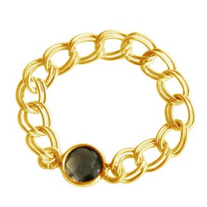 Gemshine - Damen - Ring - Vergoldet - Rauchquarz - Braun - Beweglich - Geschmeidig