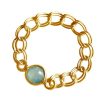 Gemshine - Damen - Ring - Vergoldet - Chalcedon - Meeresgrün - Beweglich - Geschmeidig