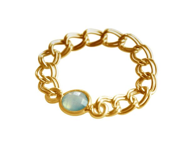 Gemshine - Damen - Ring - Vergoldet - Chalcedon - Meeresgrün - Beweglich - Geschmeidig – Bild 3