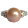 Gemshine - Damen - Ring - Spannring - 925 Silber - Zuchtperle - Lachs - Rose - 8mm, Ringgröße:59 (18.8)