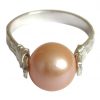 Gemshine - Damen - Ring - Spannring - 925 Silber - Zuchtperle - Lachs - Rose - 8mm, Ringgröße:59 (18.8) – Bild 4