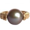 Gemshine - Damen - Ring - Spannring - Vergoldet - Zuchtperle - Tahiti - Grau - 8mm, Ringgröße:54 (17.2)
