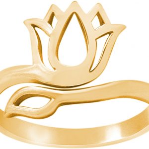 GEMSHINE Größenverstellbarer Ring aus hochwertig vergoldetem 925 Silber mit YOGA Lotusblume. Hervorragende Qualität und Verarbeitung. Made in Madrid / Spanien. Im eleganten Schmucketui geliefert.