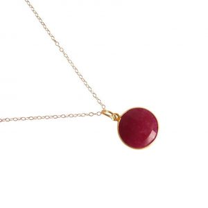 Gemshine - Damen - Halskette - 925 Silber - Vergoldet - Rubin - Rot - CANDY - 45 cm