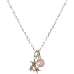 GEMSHINE Hochwertige Halskette mit Sternenkonstellation. Anhänger 925 Silber, vergoldet oder rose, Edelstein Auswahl. Made in Madrid / Spain., Metall Farbe:Silber, Stein:Rosenquarz