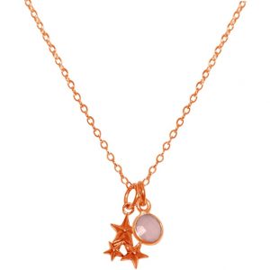 GEMSHINE Hochwertige Halskette mit Sternenkonstellation. Anhänger 925 Silber, vergoldet oder rose, Edelstein Auswahl. Made in Madrid / Spain., Metall Farbe:Silber rose vergoldet, Stein:Rosenquarz