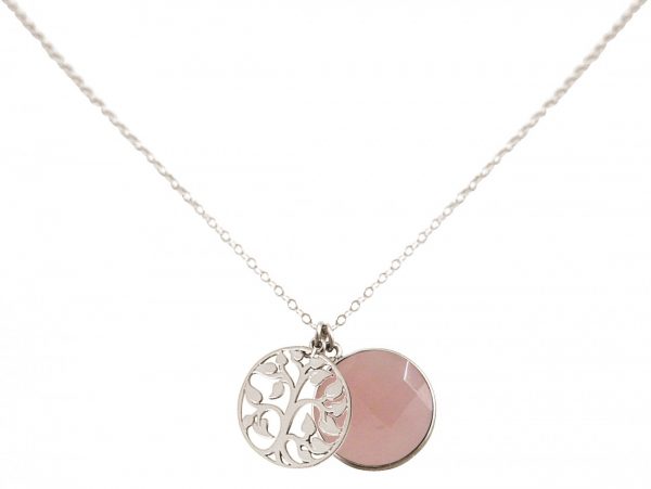 Gemshine - Damen - Halskette - Anhänger - LEBENSBAUM - 925 Silber - Rosenquarz - Rosa - 45 cm – Bild 4