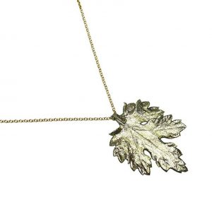 Gemshine - Damen - Halskette - Anhänger - Vergoldet - Blatt - Chrysanthem - Natur - 3,5 cm