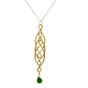 Gemshine - Damen - Halskette - Anhänger - Turmalin Quarz - 925 Silber - Vergoldet  - Grün - INFINITY - 7,5 cm