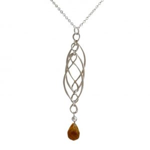 Gemshine - Damen - Halskette - Anhänger - Citrin - 925 Silber - Gelb - INFINITY - 7,5 cm