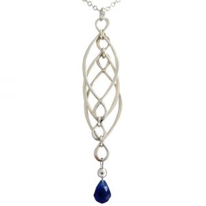 Gemshine - Damen - Halskette - Anhänger - Iolith - 925 Silber - Blau - INFINITY - 7,5 cm
