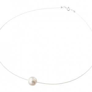 GEMSHINE Damenhalskette mit weißer Perle. 45 cm lange Perlenkette aus 925 Silber - Made in München / Germany - Im eleganten Schmucketui mit Geschenkverpackung geliefert.
