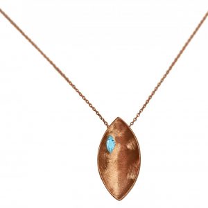Gemshine - Damen - Halskette - Anhänger - 925 Silber - Rose Vergoldet - Marquise - Minimalistisch - Design - Topas - Blau - 45 cm